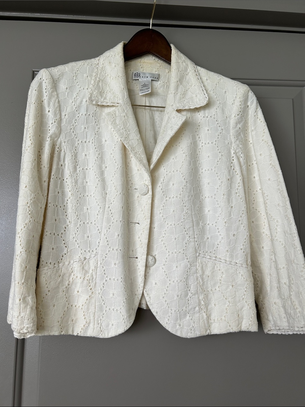 b new york Cream Eyelet Blazer Jacket